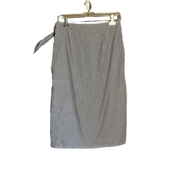NWT! Chaps blue and white strip faux wrap skirt - Picture 9 of 10